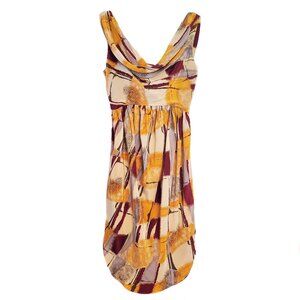 Karen Zambos Silk Barretta Cowl Neck Dress